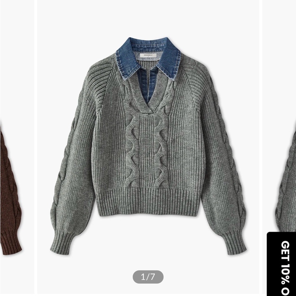 Commense Gray Cable Knit Sweater